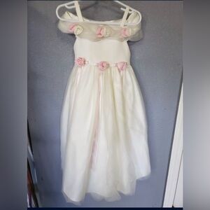 Charming White and Pink Floral Kids Dress